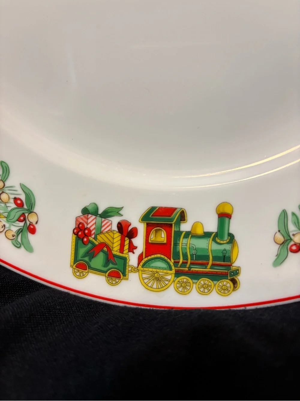 Vista Alegre Christmas Magic 10 1/2” Dinner Plate with Train Pulling Gifts